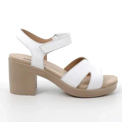 Woman Igi&Co Heeled Shoes-White Women'S Leather Heeled Sandals