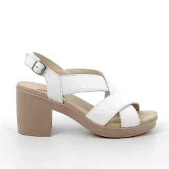 Woman Igi&Co Heeled Shoes-White Women'S Leather Heeled Sandals