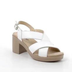 Woman Igi&Co Heeled Shoes-White Women'S Leather Heeled Sandals