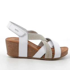 Woman Igi&Co Wedges-White Women'S Leather Wedge Sandals