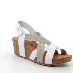 Woman Igi&Co Wedges-White Women'S Leather Wedge Sandals