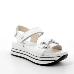 Woman Igi&Co Wedges-White Women'S Leather Wedge Sandals