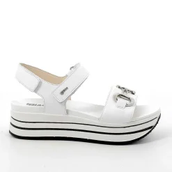 Woman Igi&Co Wedges-White Women'S Leather Wedge Sandals