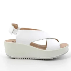 Woman Igi&Co Wedges-White Women'S Leather Wedge Sandals