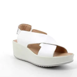Woman Igi&Co Wedges-White Women'S Leather Wedge Sandals