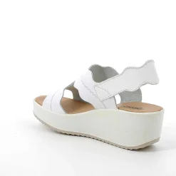 Woman Igi&Co Wedges-White Women'S Leather Wedge Sandals