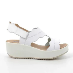 Woman Igi&Co Wedges-White Women'S Leather Wedge Sandals