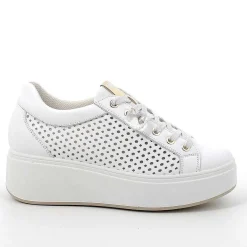 Woman Igi&Co Wedges-White Women'S Leather Wedge Sneakers