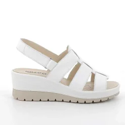 Woman Igi&Co Wedges-White Women'S Leather Wedge Sandals