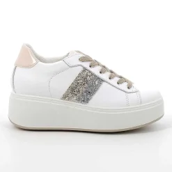 Woman Igi&Co Wedges-White Women'S Leather Wedge Sneakers