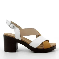 Woman Igi&Co Heeled Shoes-White-Beige Women'S Leather Heeled Sandal