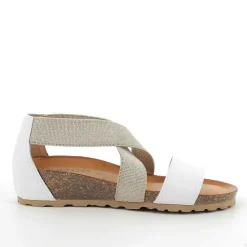 Woman Igi&Co Wedges-White-Beige Women'S Leather Wedge Sandal