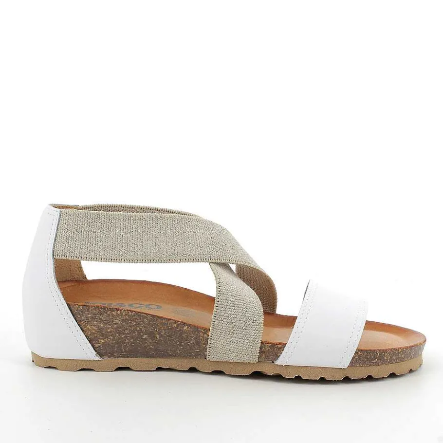 Woman Igi&Co Wedges-White-Beige Women'S Leather Wedge Sandal
