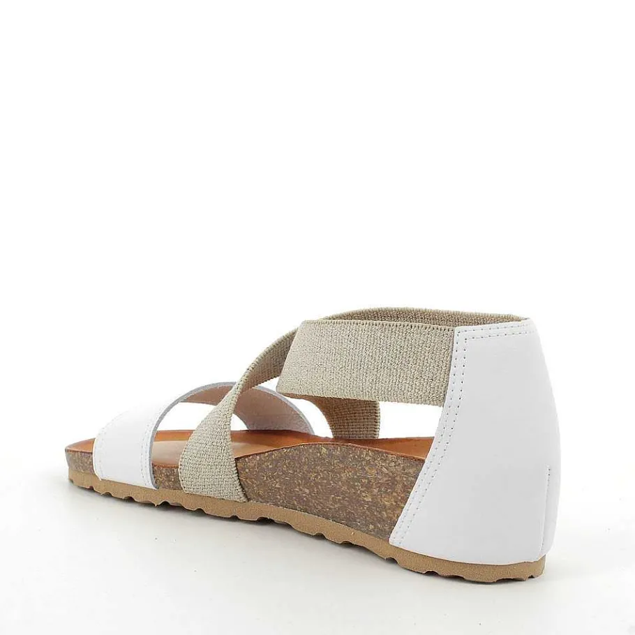 Woman Igi&Co Wedges-White-Beige Women'S Leather Wedge Sandal