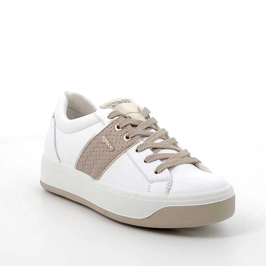 Woman Igi&Co Sneakers-White-Beige Women'S Leather Sneakers