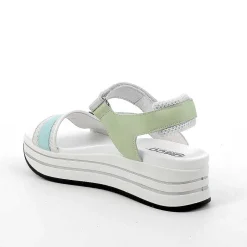 Woman Igi&Co Wedges-White-Green Women'S Leather Wedge Sandals