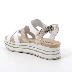 Woman Igi&Co Wedges-White-Platinum Women'S Leather Wedge Sandals