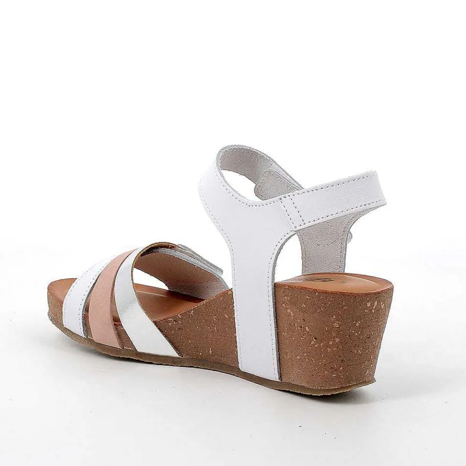 Woman Igi&Co Wedges-White-Silver Women'S Leather Wedge Sandals