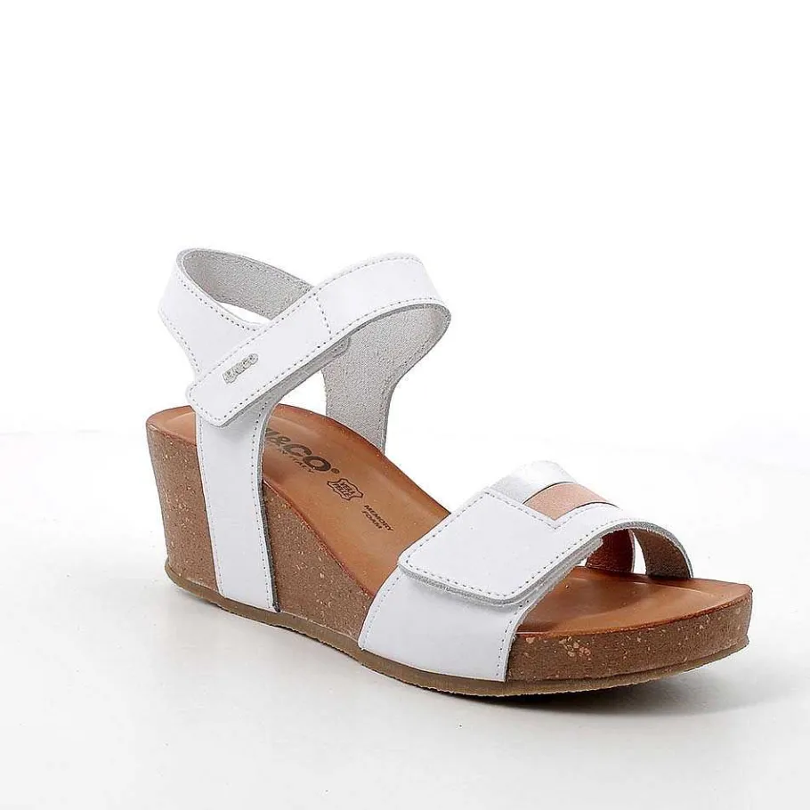 Woman Igi&Co Wedges-White-Silver Women'S Leather Wedge Sandals