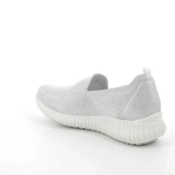 Woman Igi&Co Moccasins And Slip Ons-White-Silver Women'S Sock Sneakers