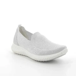 Woman Igi&Co Moccasins And Slip Ons-White-Silver Women'S Sock Sneakers