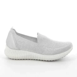 Woman Igi&Co Moccasins And Slip Ons-White-Silver Women'S Sock Sneakers