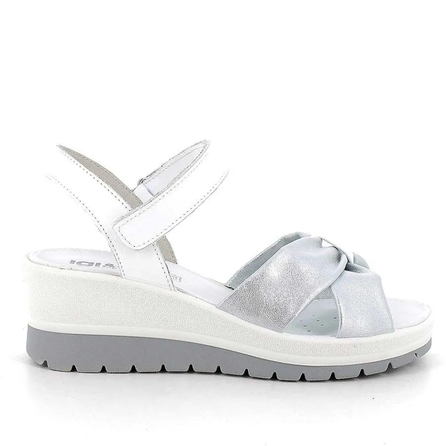 Woman Igi&Co Wedges-White-Silver Women'S Wedge Sandals