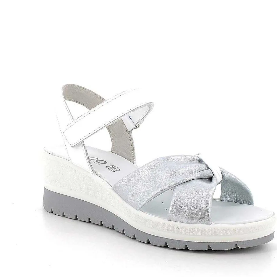 Woman Igi&Co Wedges-White-Silver Women'S Wedge Sandals