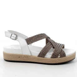 Woman Igi&Co Sandals And Flip Flops-White-Taupe Women'S Leather Sandals