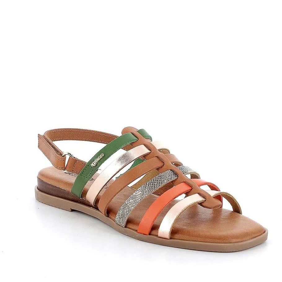 Woman Igi&Co Sandals And Flip Flops-Women'S Leather Sandals Tan-Green