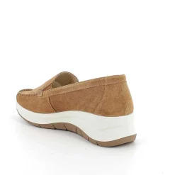 Woman Igi&Co Moccasins And Slip Ons-Women'S Leather Wedge Loafers Tan