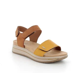 Woman Igi&Co Wedges-Women'S Leather Wedge Sandals Tan-Yellow