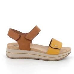 Woman Igi&Co Wedges-Women'S Leather Wedge Sandals Tan-Yellow