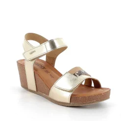 Woman Igi&Co Wedges-Women'S Leather Wedge Sandals Gold-Light Beige