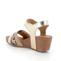 Woman Igi&Co Wedges-Women'S Leather Wedge Sandals Gold-Light Beige