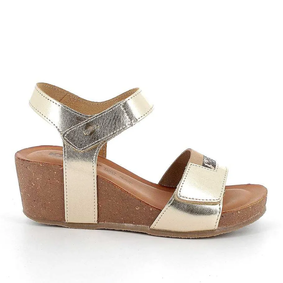 Woman Igi&Co Wedges-Women'S Leather Wedge Sandals Gold-Light Beige