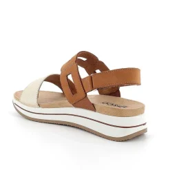 Woman Igi&Co Wedges-Women'S Leather Wedge Sandals Tan-Platinum