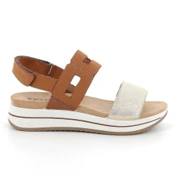 Woman Igi&Co Wedges-Women'S Leather Wedge Sandals Tan-Platinum