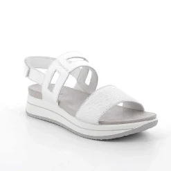 Woman Igi&Co Wedges-Women'S Leather Wedge Sandals Silver-White
