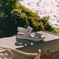 Woman Igi&Co Wedges-Women'S Leather Wedge Sandals Silver-White