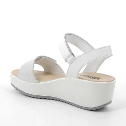 Woman Igi&Co Wedges-Women'S Leather Wedge Sandals Silver-White