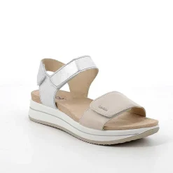 Woman Igi&Co Wedges-Women'S Leather Wedge Sandals Cream-Silver
