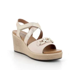 Woman Igi&Co Wedges-Women'S Leather Wedge Sandals Ecru-Sand