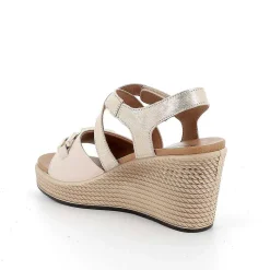 Woman Igi&Co Wedges-Women'S Leather Wedge Sandals Ecru-Sand