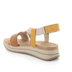 Woman Igi&Co Wedges-Women'S Leather Wedge Sandals Tan-Yellow