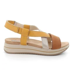 Woman Igi&Co Wedges-Women'S Leather Wedge Sandals Tan-Yellow