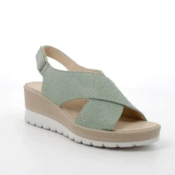 Woman Igi&Co Wedges-Women'S Leather Wedge Sandals Iridescent Sage