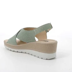 Woman Igi&Co Wedges-Women'S Leather Wedge Sandals Iridescent Sage