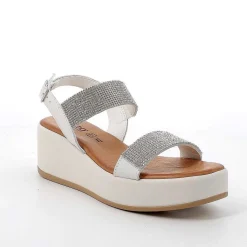 Woman Igi&Co Wedges-Women'S Leather Wedge Sandals Milk