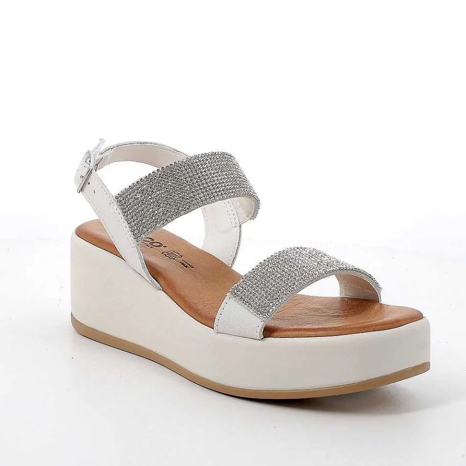 Woman Igi&Co Wedges-Women'S Leather Wedge Sandals Milk